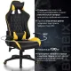 Игровое кресло  "GT Master GM-110", две подушки, экокожа, черное/желтое, 531927. Фото товара с разных ракурсов.